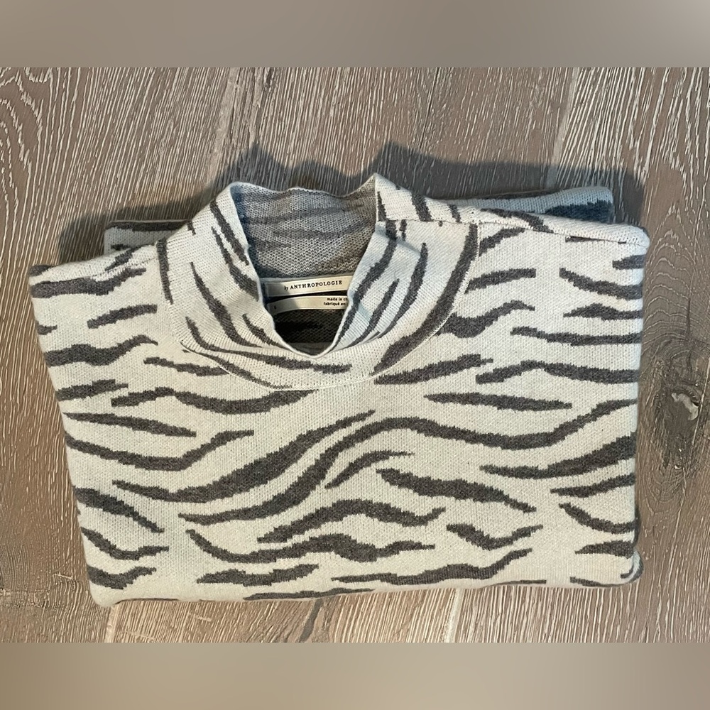 Animal Print mock neck Sweater in faux cashmere wool by Anthropologie